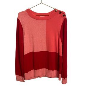 Charter Club Cotton Blend Colorblock Shoulder Button Sweater Size XXL